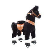 Toddlers Black Indoor/Outdoor Ride-On Pony with Cushioned Seat, Anti-Slip Wheels (Ages 4–7)