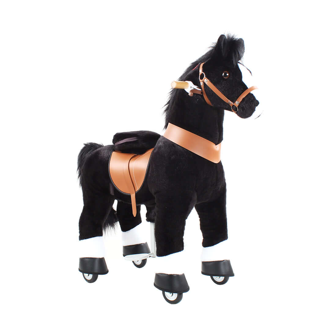 Toddlers Black Indoor/Outdoor Ride-On Pony with Cushioned Seat, Anti-Slip Wheels (Ages 4–7)