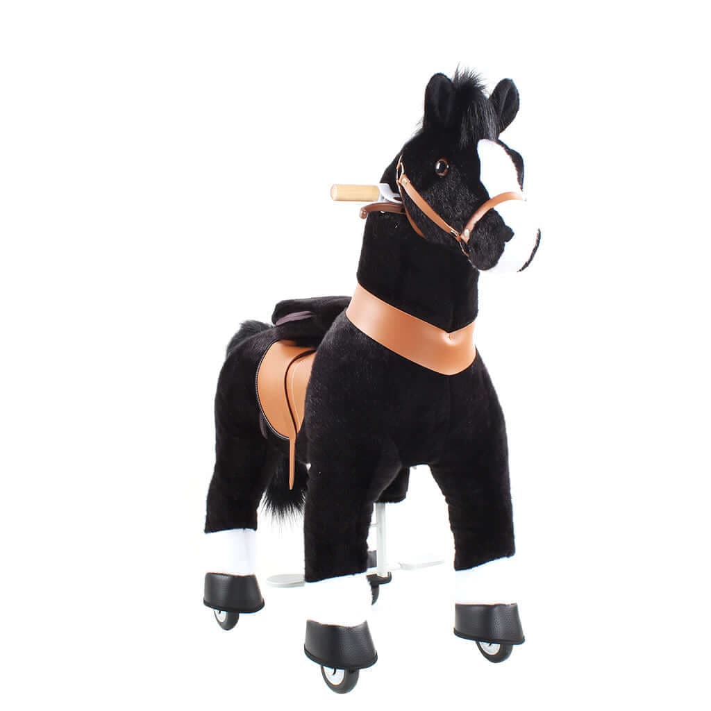Toddlers Black Indoor/Outdoor Ride-On Pony with Cushioned Seat, Anti-Slip Wheels (Ages 4–7)