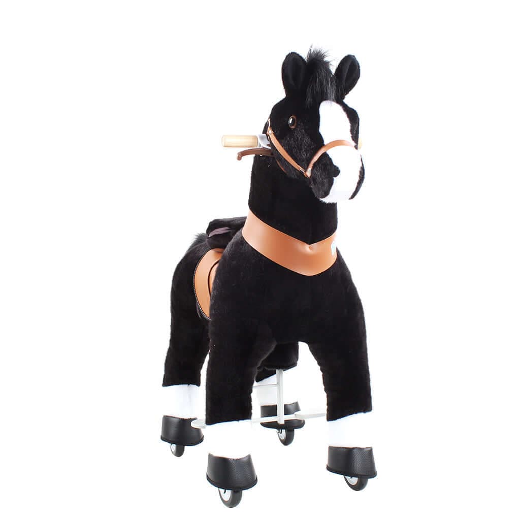 Toddlers Black Indoor/Outdoor Ride-On Pony with Cushioned Seat, Anti-Slip Wheels (Ages 4–7)