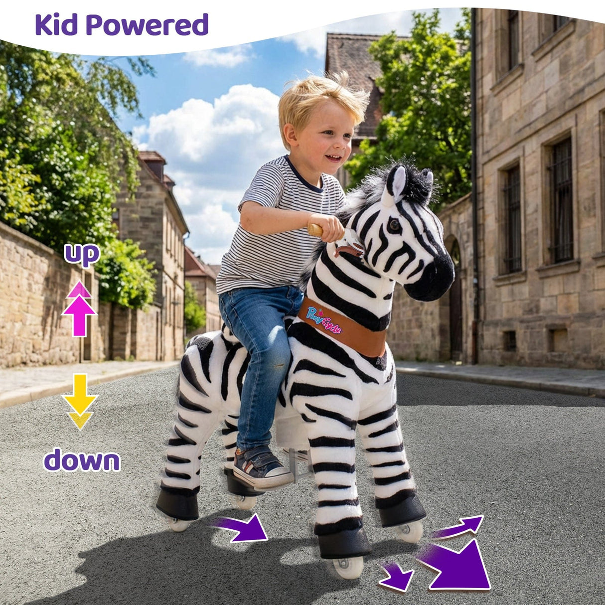 Toddlers Indoor/Outdoor Ride-On Zebra with Cushioned Seat, Anti-Slip Wheels (Ages 4–7)