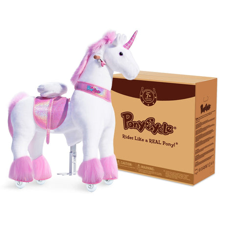Toddlers Pink Indoor/Outdoor Ride-On Unicorn with Cushioned Seat, Anti-Slip Wheels (Ages 7+)