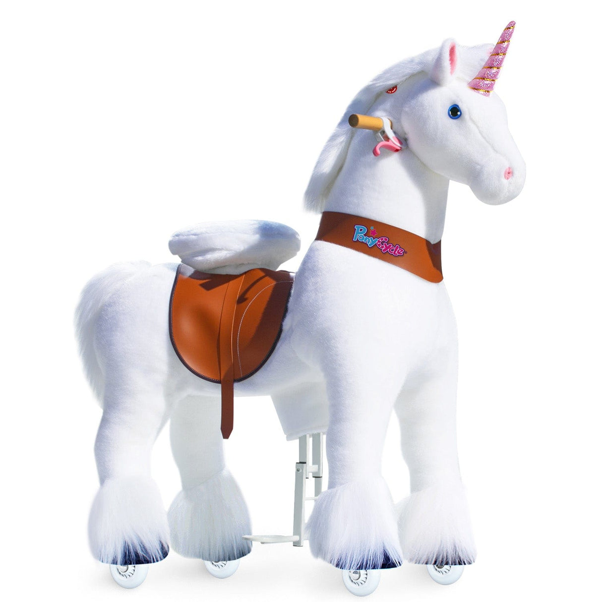 Toddlers White Indoor/Outdoor Ride-On Unicorn with Cushioned Seat, Anti-Slip Wheels (Ages 7+)
