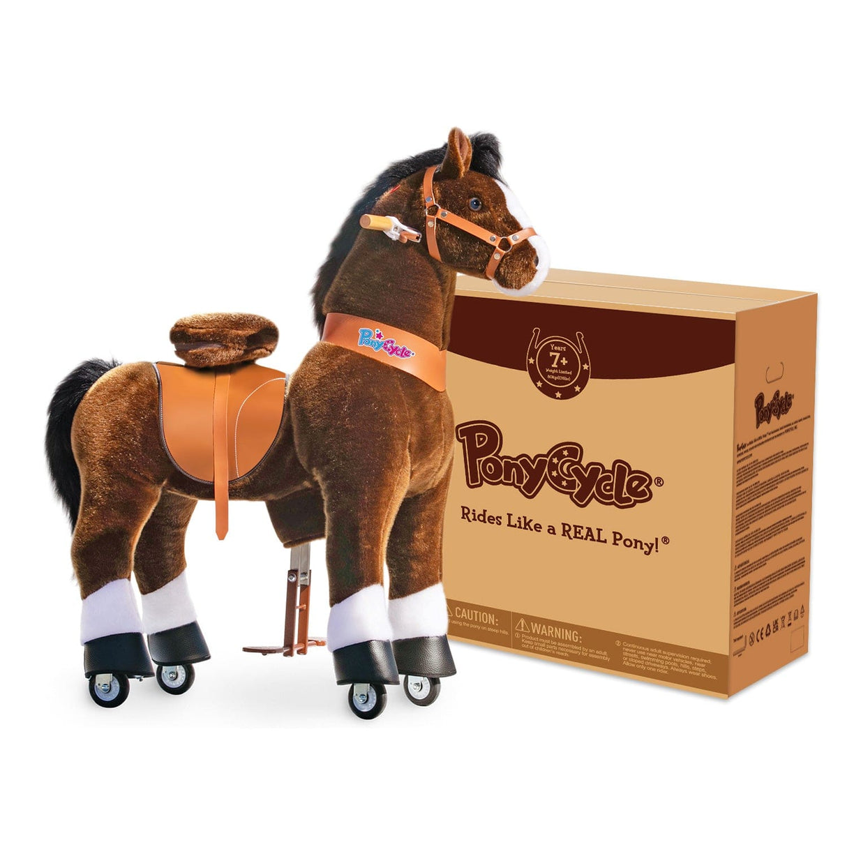 Toddlers Chocolate Indoor/Outdoor Ride-On Pony with Cushioned Seat, Anti-Slip Wheels (Ages 7+)