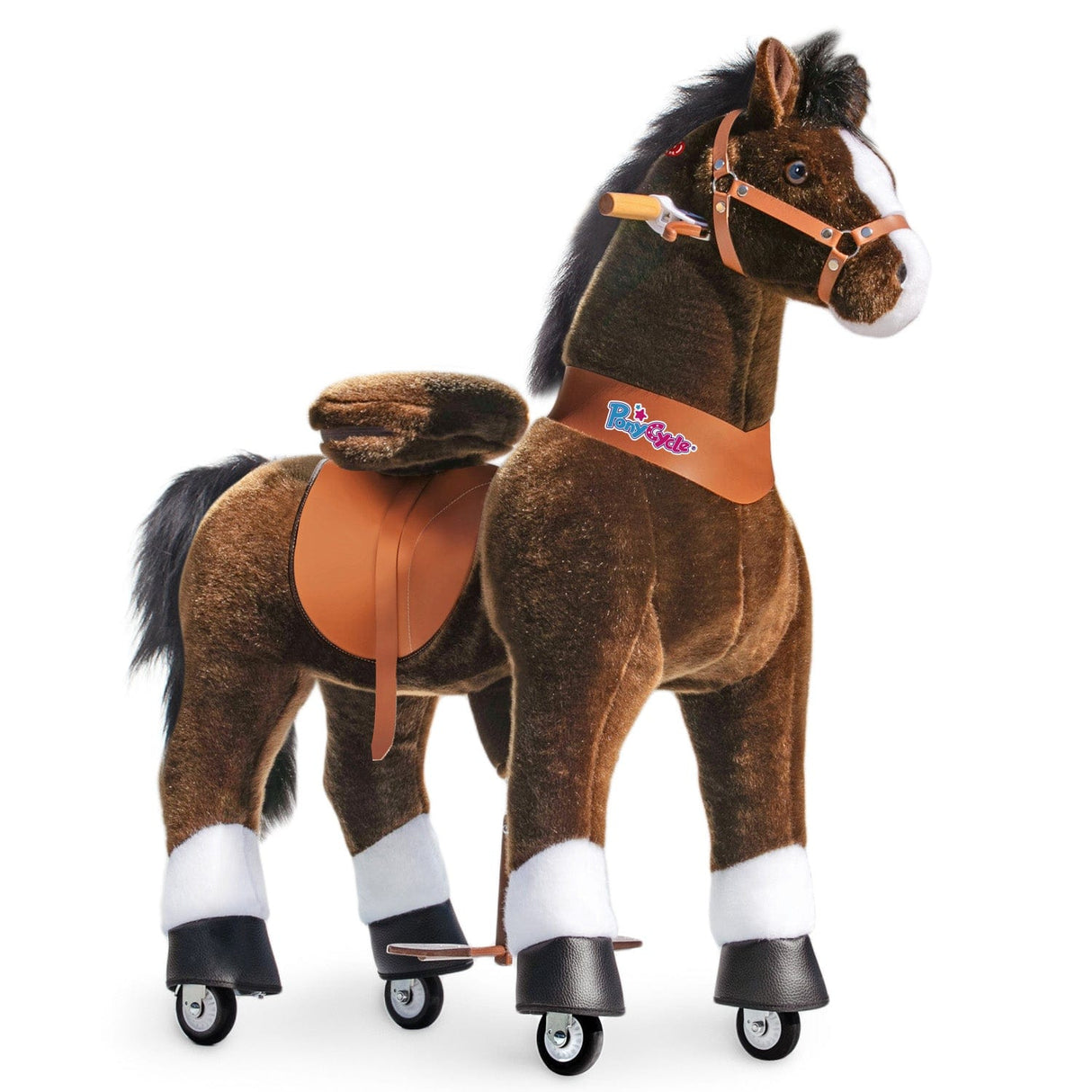 Toddlers Chocolate Indoor/Outdoor Ride-On Pony with Cushioned Seat, Anti-Slip Wheels (Ages 7+)