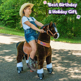 Toddlers Chocolate Indoor/Outdoor Ride-On Pony with Cushioned Seat, Anti-Slip Wheels (Ages 7+)