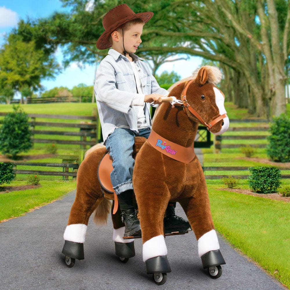 Toddlers Brown Indoor/Outdoor Ride-On Pony with Cushioned Seat, Anti-Slip Wheels (Ages 7+)