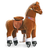 Toddlers Brown Indoor/Outdoor Ride-On Pony with Cushioned Seat, Anti-Slip Wheels (Ages 7+)