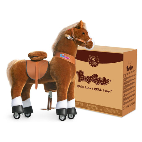 Toddlers Brown Indoor/Outdoor Ride-On Pony with Cushioned Seat, Anti-Slip Wheels (Ages 7+)