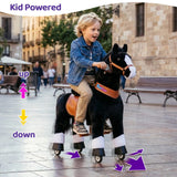 Toddlers Black Indoor/Outdoor Ride-On Pony with Cushioned Seat, Anti-Slip Wheels (Ages 7+)