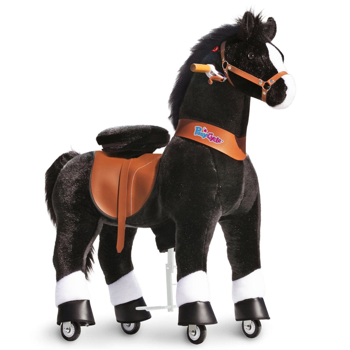 Toddlers Black Indoor/Outdoor Ride-On Pony with Cushioned Seat, Anti-Slip Wheels (Ages 7+)
