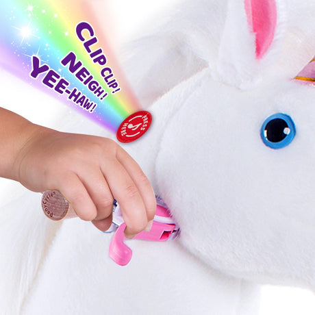 Toddlers White Indoor/Outdoor Ride-On Unicorn with Cushioned Seat, Anti-Slip Wheels (Ages 4–7)