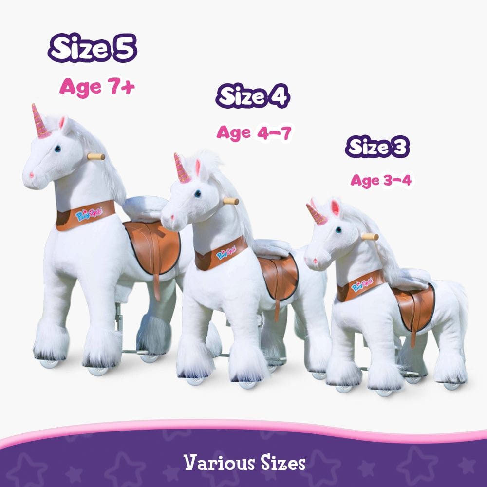 Toddlers White Indoor/Outdoor Ride-On Unicorn with Cushioned Seat, Anti-Slip Wheels (Ages 4–7)