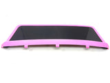 A pink, rectangular plastic tray with a curved edge, showcased on a white background, features enhanced protection and boasts a central black non-slip surface.