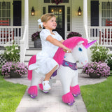 Toddlers Indoor/Outdoor Pink Ride-On Unicorn with Cushioned Seat, Anti-Slip Wheels (Ages 3–4)