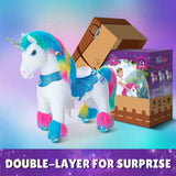 Toddlers Indoor/Outdoor Rainbow Ride-On Unicorn with Cushioned Seat, Anti-Slip Wheels (Ages 3–4)