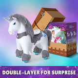 Toddlers Indoor/Outdoor Grey Ride-On Unicorn with Cushioned Seat, Anti-Slip Wheels (Ages 3–4)