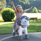 Toddlers Indoor/Outdoor Grey Ride-On Unicorn with Cushioned Seat, Anti-Slip Wheels (Ages 3–4)