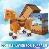 Toddlers Indoor/Outdoor Golden Ride-On Pony with Cushioned Seat, Anti-Slip Wheels (Ages 3–4)