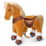 Toddlers Indoor/Outdoor Golden Ride-On Pony with Cushioned Seat, Anti-Slip Wheels (Ages 3–4)