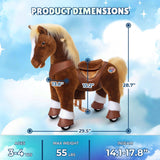 Toddlers Indoor/Outdoor Brown Ride-On Pony with Cushioned Seat, Anti-Slip Wheels (Ages 3–4)