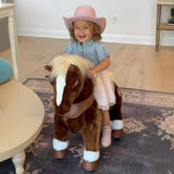 Toddlers Indoor/Outdoor Brown Ride-On Pony with Cushioned Seat, Anti-Slip Wheels (Ages 3–4)