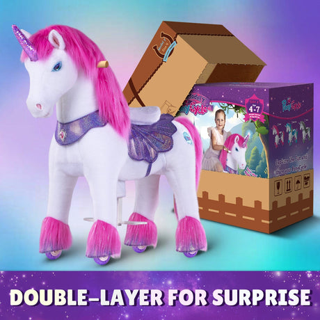 Toddlers Pink Indoor/Outdoor Ride-On Unicorn with Cushioned Seat, Anti-Slip Wheels (Ages 4–7)