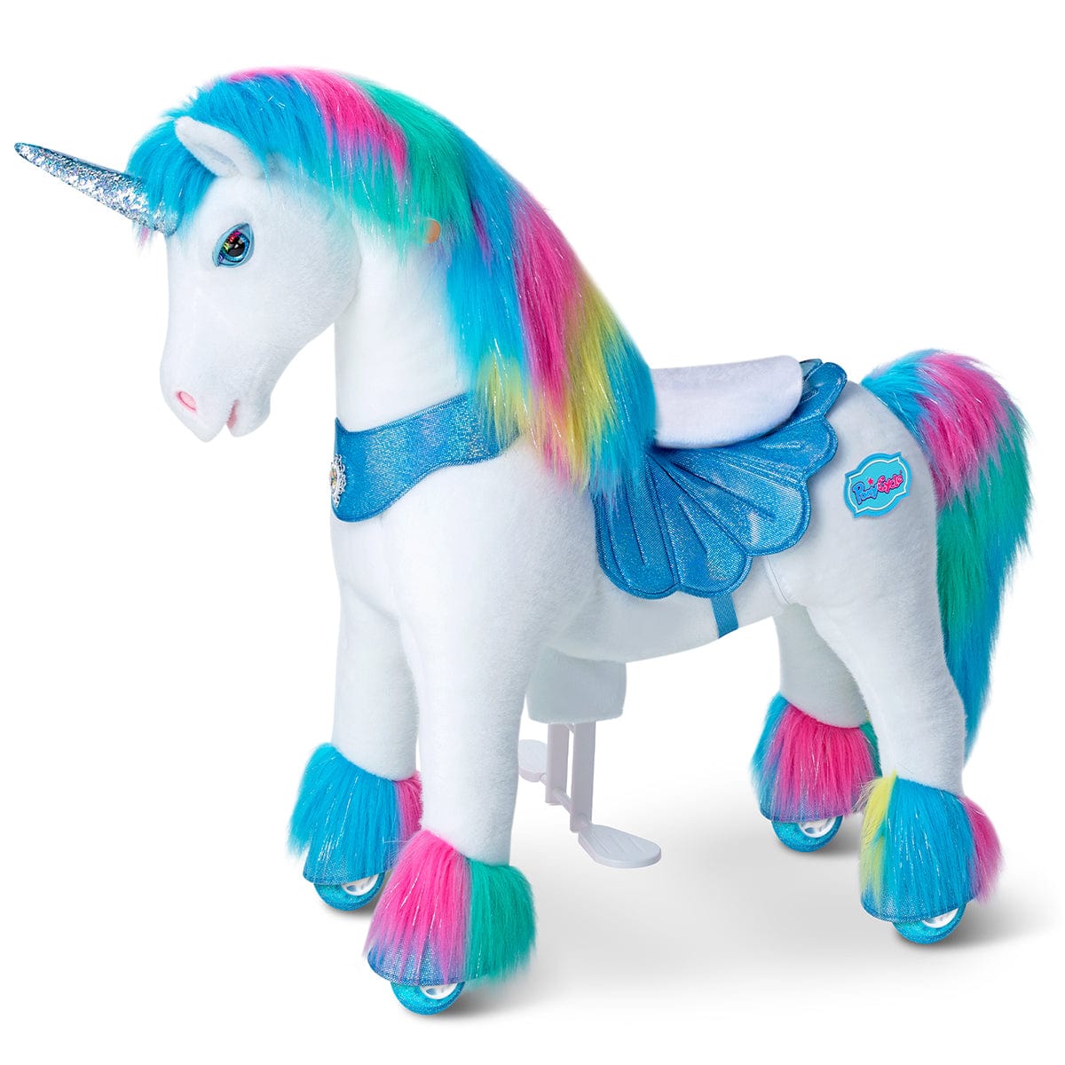Toddlers Rainbow Indoor/Outdoor Ride-On Unicorn with Cushioned Seat, Anti-Slip Wheels (Ages 4–7)