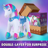 Toddlers Rainbow Indoor/Outdoor Ride-On Unicorn with Cushioned Seat, Anti-Slip Wheels (Ages 4–7)