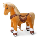 Toddlers Golden Indoor/Outdoor Ride-On Pony with Cushioned Seat, Anti-Slip Wheels (Ages 4–7)