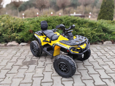 Yellow 24V Premium Edition Can-Am Outlander 4WD Ride-On Quad ATV for 2 Kids