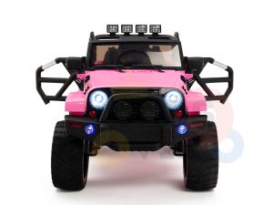 kidsvip 4x4 4wd kids and toddlers ride on jeep truck 12v rubber wheels leather seat pink 13