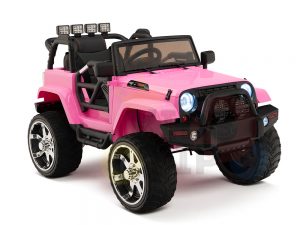 kidsvip 4x4 4wd kids and toddlers ride on jeep truck 12v rubber wheels leather seat pink 17