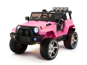 kidsvip 4x4 4wd kids and toddlers ride on jeep truck 12v rubber wheels leather seat pink 9