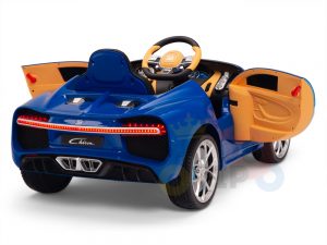 BUGATTI Kids toddlers ride car 12v rubber wheels rc leather seat remote control sport car super blue 1