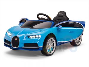 BUGATTI Kids toddlers ride car 12v rubber wheels rc leather seat remote control sport car super blue 22