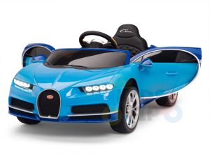 BUGATTI Kids toddlers ride car 12v rubber wheels rc leather seat remote control sport car super blue 26