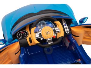BUGATTI Kids toddlers ride car 12v rubber wheels rc leather seat remote control sport car super blue 4