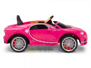 BUGATTI Kids toddlers ride car 12v rubber wheels rc leather seat remote control sport car super pink 12