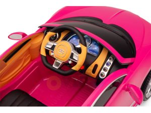 BUGATTI Kids toddlers ride car 12v rubber wheels rc leather seat remote control sport car super pink 16