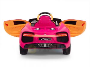 BUGATTI Kids toddlers ride car 12v rubber wheels rc leather seat remote control sport car super pink 19
