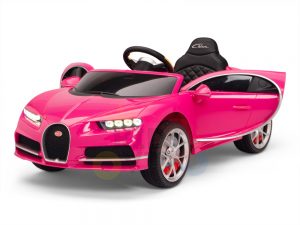 BUGATTI Kids toddlers ride car 12v rubber wheels rc leather seat remote control sport car super pink 24