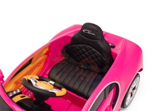 BUGATTI Kids toddlers ride car 12v rubber wheels rc leather seat remote control sport car super pink 26