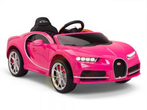 BUGATTI Kids toddlers ride car 12v rubber wheels rc leather seat remote control sport car super pink 3