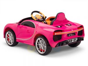 BUGATTI Kids toddlers ride car 12v rubber wheels rc leather seat remote control sport car super pink 6