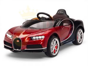 BUGATTI Kids toddlers ride car 12v rubber wheels rc leather seat remote control sport car super red paint 13