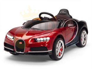 BUGATTI Kids toddlers ride car 12v rubber wheels rc leather seat remote control sport car super red paint 26