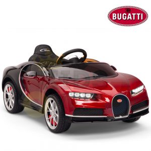 BUGATTI Kids toddlers ride car 12v rubber wheels rc leather seat remote control sport car super red paint 28