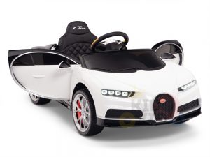 BUGATTI Kids toddlers ride car 12v rubber wheels rc leather seat remote control sport car super white 2