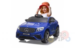kidsvip mercedes benz glc63 glc suv kids and toddlers ride on car 4wd 4x4 12v leather seat rubber wheels blue 8